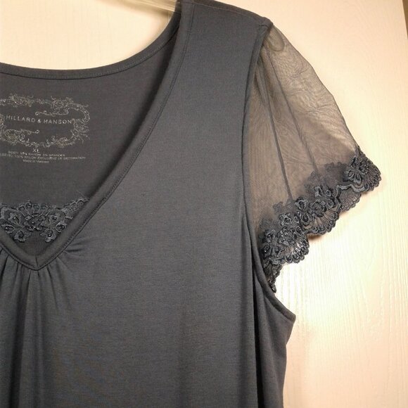 Hillard & Hanson top with sheer detailed short sleeves Size: XL - Picture 5 of 16